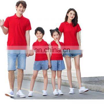 Family Parent Child Outfit Custom Logo Solid Plain Color 200sgm Short Sleeve Women Men Kids Polo t Shirt photo-2