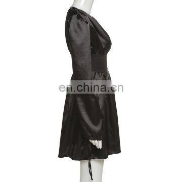 LAITE D2180 Ins Hot Sales Autumn&winter V-neck Fashion Retro Bodycon Women Casual Dresses A-line Sexy Dresses photo-7