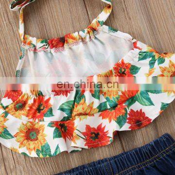 Drop Shipping Newborn Clothing Set Summer Baby Girls Sunflower Full Print Tops Dress & Shorts Pants Outfits Clothes photo-4