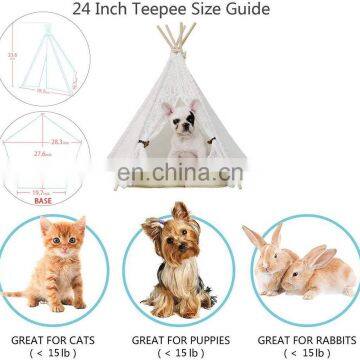 Hot Sale Canvas Dog Bed Pet Teepee Portable Dog Tent With Washable Fabric New Design Dog House photo-4