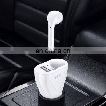 JOYROOM JR-CP1 2 in 1 car charger with 1:1 single wireless earphone v5.0 earbuds