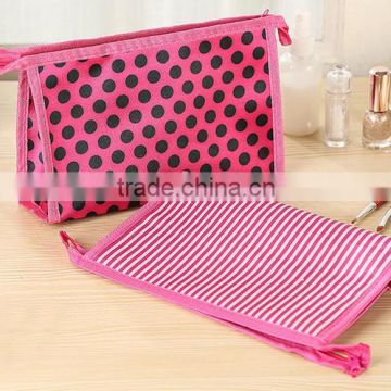 Wallet design black pot pink makeup pouch