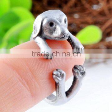 2016 new arrived silver ring dog design finger ring