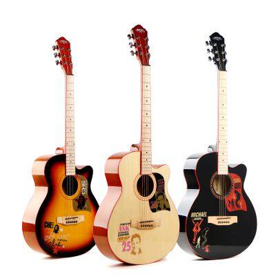 40 Inch Acoustic Guitar for sale wholesale price Caravan Music HS-4015 with top pattern design OEM factory guitar