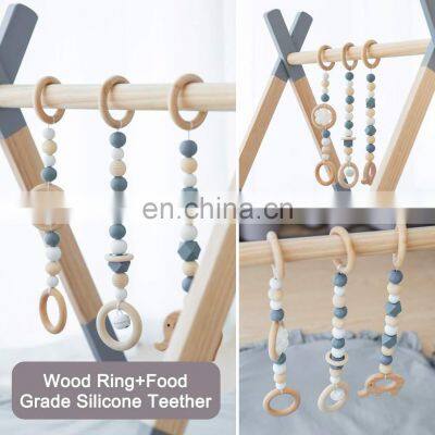 Baby Newborn Gift Gym Wooden Infant Activity Gym With Mat Baby Play Gym photo-3