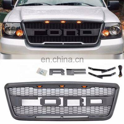 Grille for 2004-2008 F-150 F150 ABS Honeycomb Mesh Grill With 3 Amber LED Lights