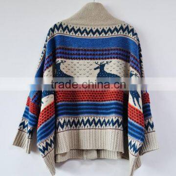 100% Cotton Winter Coat Sweater Warm Cardigan Sweater for Lady