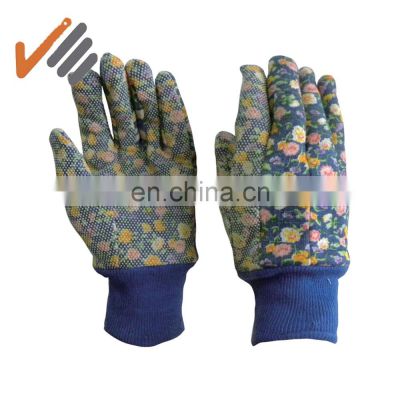 pvc dotted Canvas shell gardening gloves