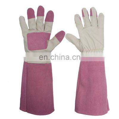 HANDLANDY Elbow Length Women Leather Rose Pruning Gloves Long Gauntlet Heavy Duty Garden Gloves