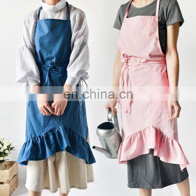 New Japanese Cotton Heavy Duty Custom Print Fashion Adult Florist Korea Work Ruffle Apron