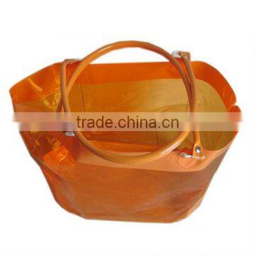 Factory beach towel bag vinyl beach bag girls waterproof bag orange color