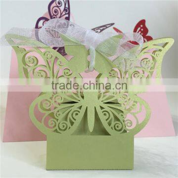 Wholesale Korean Laser Cut Butterfly Candy Box Wedding Invitation With Ribbon