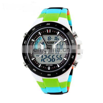 SKMEI 1016 Hot Sell Men Military Sport Watches 2 Times Zone Backlight Quartz+Digital Chronograph Swim Dive Wrist Watch