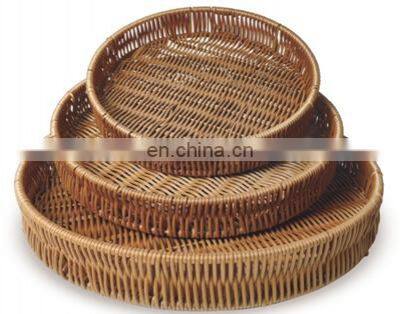 Supermarket Round Fruit and Vegetable Food Grade Plastic Rattan Basket Display Bread Basket Storage Basket