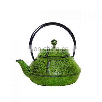 Tea Kettle Leaf Design With Stainless Steel Infuser Enamel 800L Japanese Cast Iron Teapot