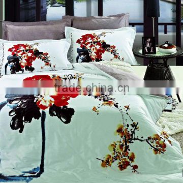 Chinese picture printed Duvet Cover Set, Oriental Style ink printed flower bedding set