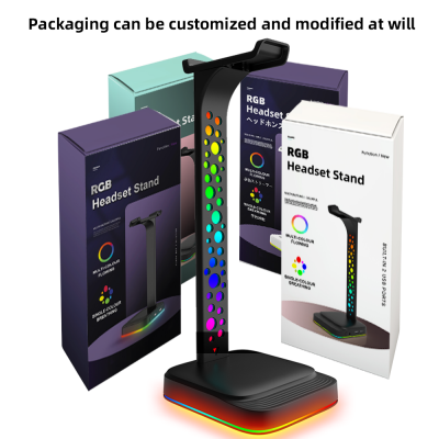 RGB LED Over Ear Gaming Headset Holder Stand With Keyboard and Mouse Connect USB HUB for Gamers Mounts Stands Product Category