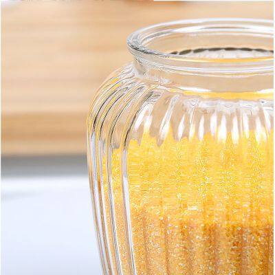 Exquisite Ribbed Glass Storage Jars With Lids - Ideal for Kitchen Pantry, Preserving Snacks & Ingredients! photo-2