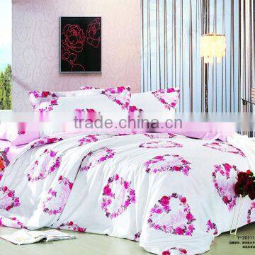 Reactive Dye Flower Print Bedding Cotton Duvet Cover Bed Set