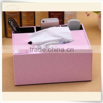 Functional faux leather tissue holder for hotel