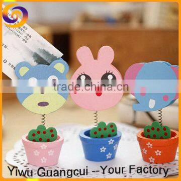 Wooden flower pot spring animal head gift card holder shop decoration