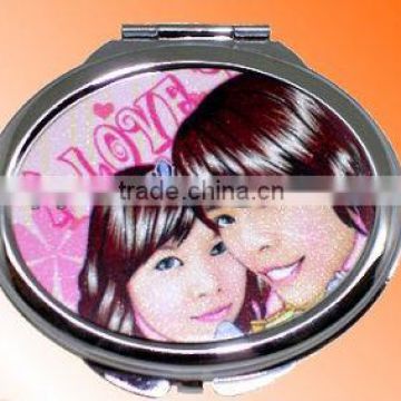 Sublimation blank oval shape compact mirror, Make up Mirror