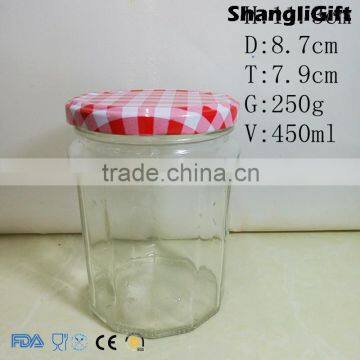 450ml Glass Food Jar Ribbed Honey Jars Storage Bottle