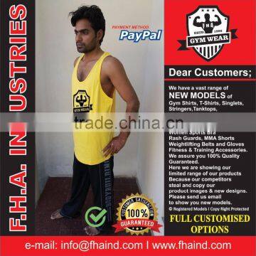 Tank Top Singlet Gym / Unlimited Custom Singlet With Muscle Back / Cheap Fitness Gym Tank Top Shirts by FHA INDUSTRIES PAKISTAN