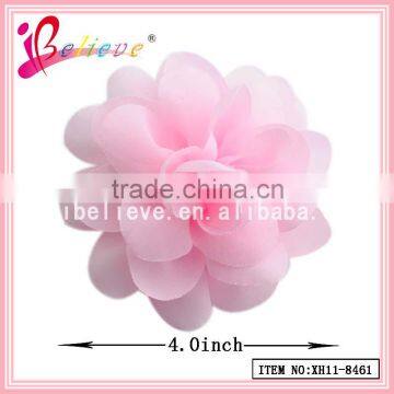 100% Environmental fabric 4 inch large chiffon flower hair barrette for women (XH11-8461)