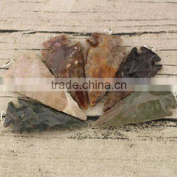JF6890 Fashion natural indian agate jasper arrowhead pendants,arrow head pendants