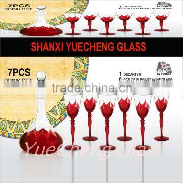 Elegant wholesale glass wine decanter set with 6 wine glasses