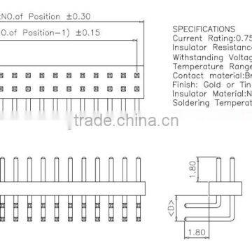 1.0mm pitch double row right angle Pin header connector