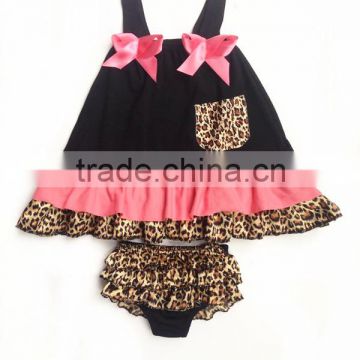 Fashion baby swing top with bloomer set for kid leopard printed cute cotton set