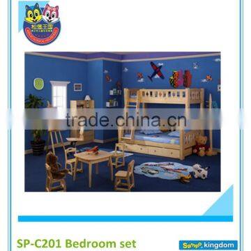 Mid Loft Bed with Straight Ladder, Slide,chest,bookcase #SP-C102C set