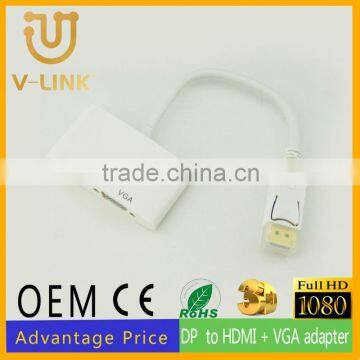 Custom made gold plated dp to hdmi vga converter with high speed video tranfer