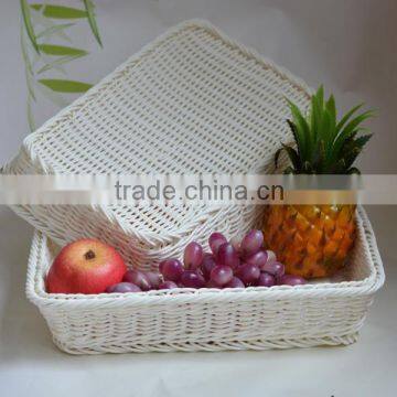 White Rectangular PP Rattan Display Basket in Supermarket photo-3