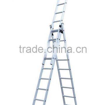 Aluminum 3 section Combination ladder, high strenghth extension ladder,6 steps--12steps