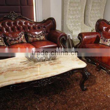 Modern Leather Sofa / Wooden Leather Sofa / Turkey Leather Sofa Set A02