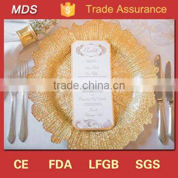 Decoration Reef Flora Gold Glass Charger Plates for Wedding Quality Choice photo-2