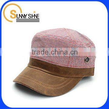 Sunny Shine custom cheap plain grid strips trucker cap flat baseball cap