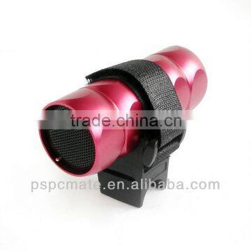 manual portable mini speaker on bicycle for outdoor use