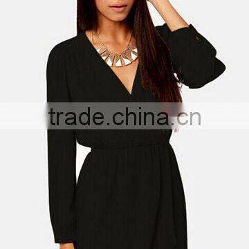 Hot Selling Summer Women V Neck Long Sleeve Casual Dress/ photo-2