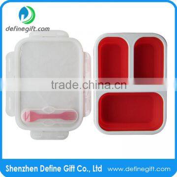 Collapsible Lunch Box Food Storage Tub With Fork for Camping Picnic