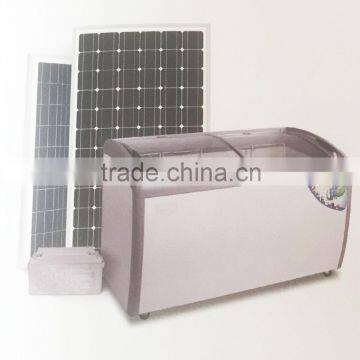 360Litres solar curved sliding glass door commercial chest display ice cream glass door freezer