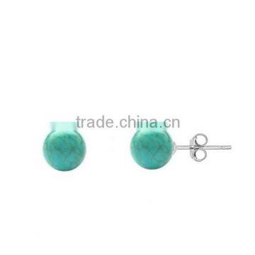 Personalized Make Turquoise Ball Gemstone Stud Earring