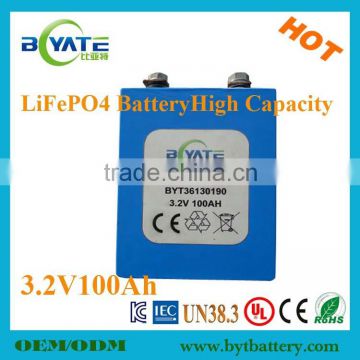 Wholesale Price 100%DOD 100Ah 3.2V LiFePO4 Cell Manufacturer