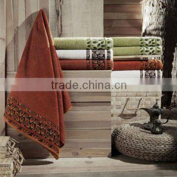 100% organic cotton zero twist jacquard bath towels in dark color