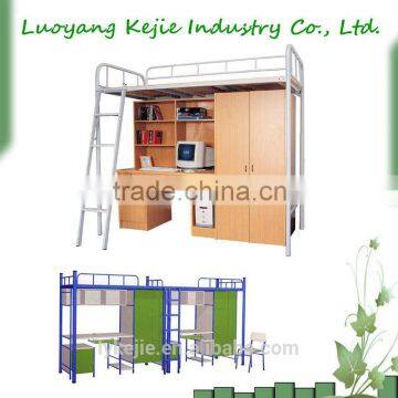 Metal Bunk Bed Dormitory bed With Computer Desk new design modern students favorite metal bunk bed modern twin steel bunk bed