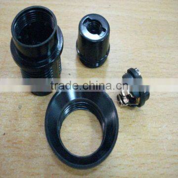 17) black bakelite lamp socket e14 ,half thread with a ring