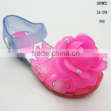 2016 PVC double colors mixed transparent crystal girls sandals would shine